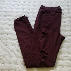 High Waisted Wine Jeggings X-long